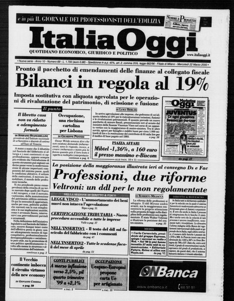 Italia oggi : quotidiano di economia finanza e politica